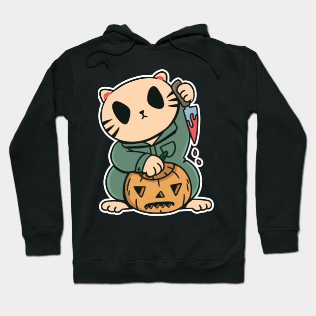 Lucky cat shirt halloween Hoodie by IconRose